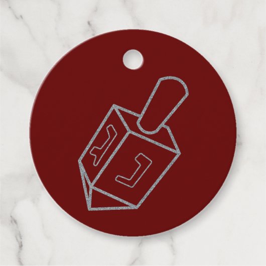 Dreidel Hanukkah Glitter Bedankjes Labels (Voorkant)