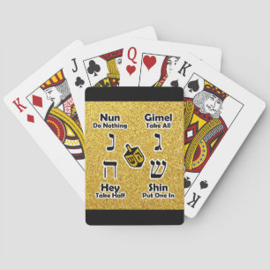 Dreidel Instructions (Gold Glitter) Pokerkaarten