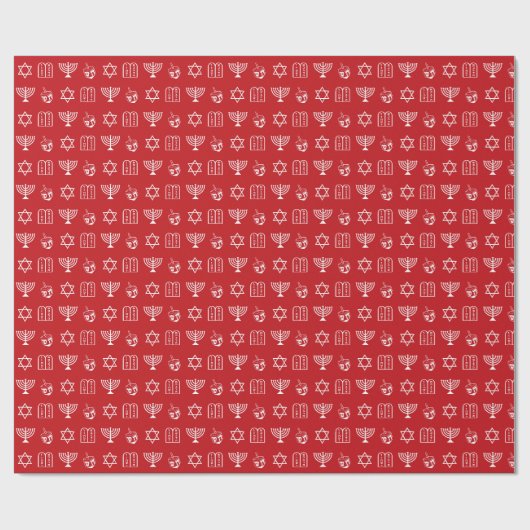 Dreidel menorah Torah Star van David red Chanoeka Cadeaupapier (Vlak)