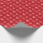 Dreidel menorah Torah Star van David red Chanoeka Cadeaupapier (Hoek)