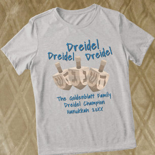 Dreidel Rustic Oak Champion Hanukkah Funny Tri-Blend Shirt