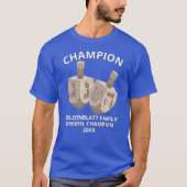 Dreidel Rustic Oak Funny Champion Hanukkah T-shirt (Voorkant)