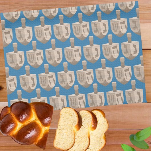 Dreidel Rustic Oak Hanukkah Pattern Challah Hoesje Theedoek