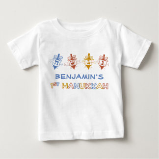 Dreidels 1st Hanukkah Gepersonaliseerd Baby T-shir