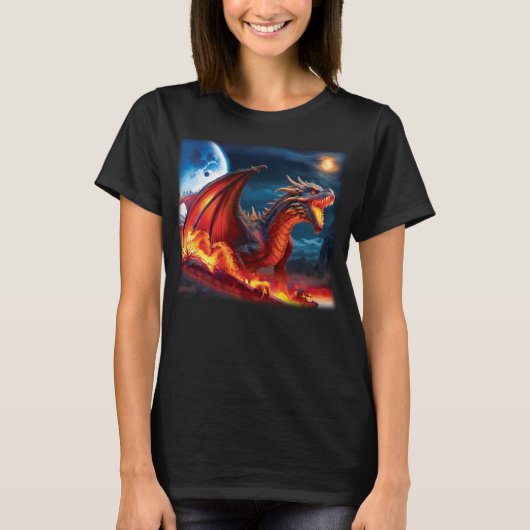 Dreigend Red Dragon T-shirt (Voorkant)