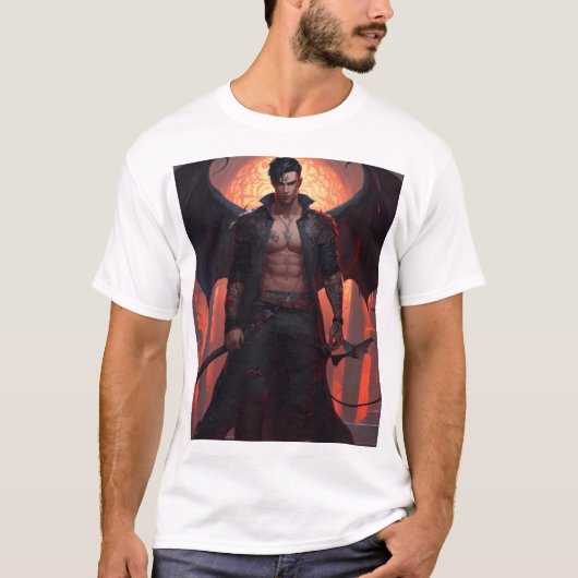 Dreigende Devil Angel Warrior T-shirt ontwerp (Voorkant)