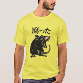 Dreigende vintage rat op zwarte achtergrond t-shirt