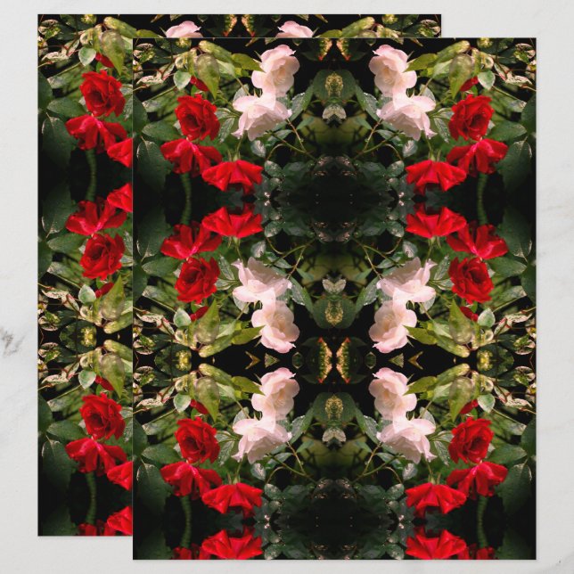Drenched Red and White Rozen Scrapbook Paper (Voorkant / Achterkant)