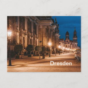 Dresden, Duitsland Night Time Street Uitzicht Briefkaart