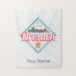 Dresden Duitsland Saksen Retro Skyline Vintage Legpuzzel