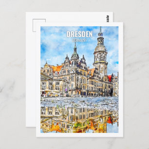 Dresden Duitsland Travel Place Waterverf Briefkaart