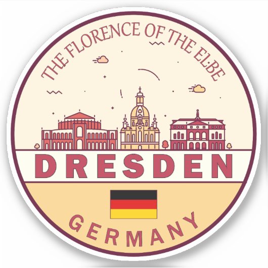 Dresden Germany City Skyline Emblem Sticker (Voorkant)
