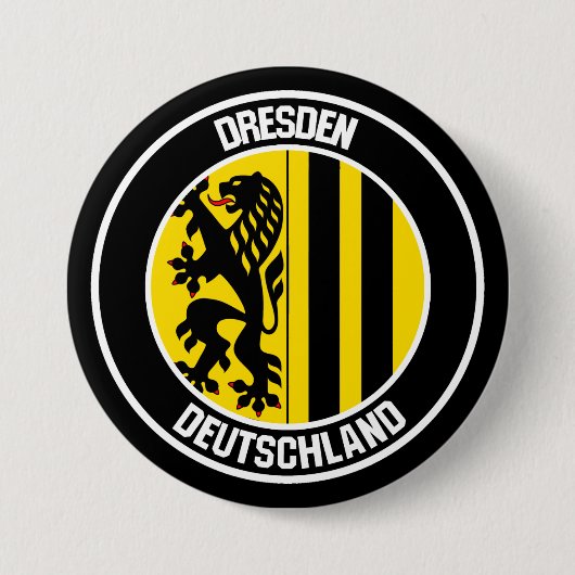 Dresden Round Emblem Ronde Button 7,6 Cm (Voorkant)