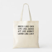 Dress als Coco leeft als Jackie als Audrey Tote Bag (Achterkant)