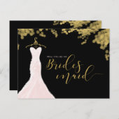 Dress Black Gold voor de bruiloft Uitnodiging Briefkaart (Voorkant / Achterkant)