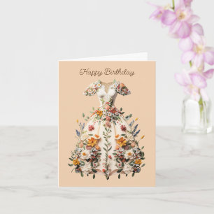 Dress Flower Art Birthday Kaart