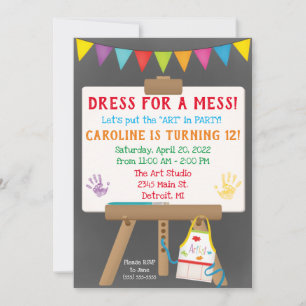 Dress for a Mess, Art Party Invitation Kaart