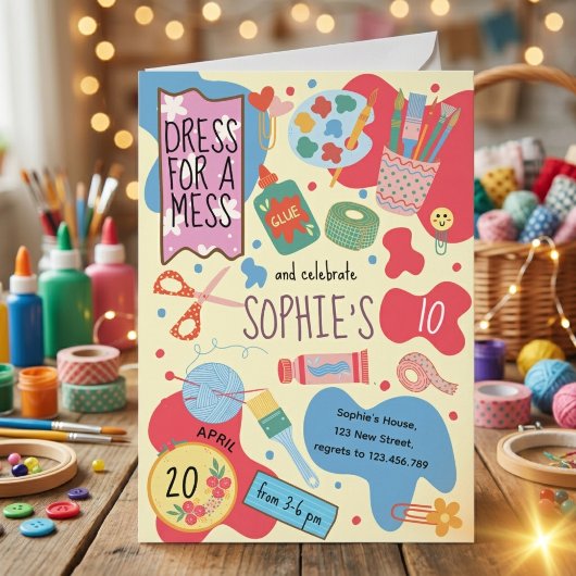 Dress for a mess kids craft birthday Invitation