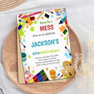 Dress for Mess Paint Invitation Kaart