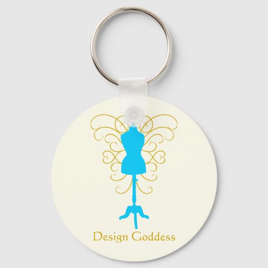 Dress Form met Swirls - Design Goddess Sleutelhanger (Voorkant)