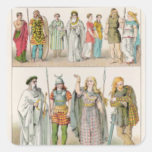 Dress van de Britten, Gauls en Duitsers Vierkante Sticker