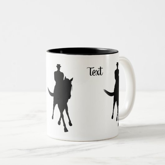 Dressage Horse and Rider Silhouette Personalized Tweekleurige Koffiemok (Voorkant rechts)