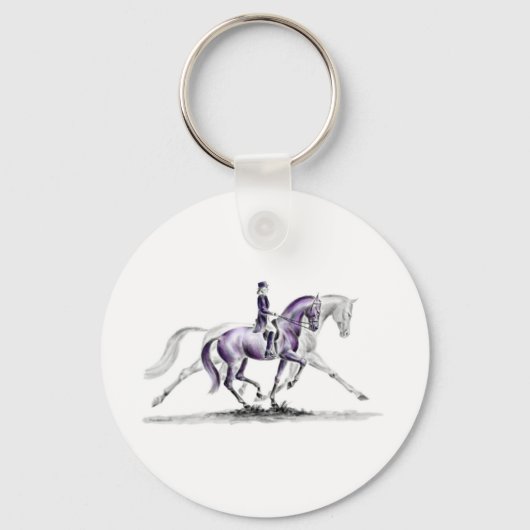 Dressage Horse in Trot Piaffe Sleutelhanger (Voorkant)