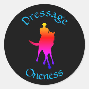 Dressage is een onaangename regenboog ronde sticker