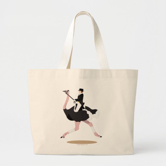 Dressage Ostrich Grote Tote Bag (Voorkant)