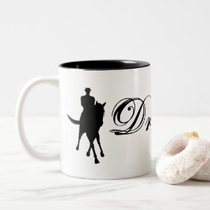 Dressage-paard en Rider-silhouette Tweekleurige Koffiemok