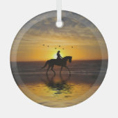 Dressage Rider op het strand Glas Ornament (Voorkant)