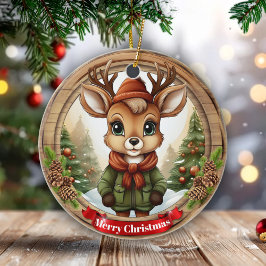 Dressed Whimsical Reindeer Fun Holiday Season 🦌🎄 Keramisch Ornament