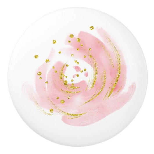 Dresser Drawer Pull Roze Roze Bud Keramische Knop (Voorkant)