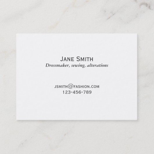 Dressmaker, naai- en kleermakerswerk visitekaartje (Achterkant)