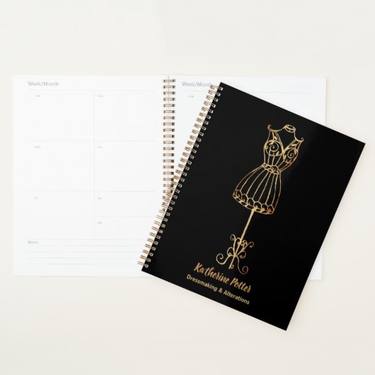 Dressmaker Seamstress Gold Glitter Mannequin Planner (Display)