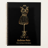 Dressmaker Seamstress Gold Glitter Mannequin Planner (Voorkant)