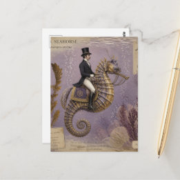 Dressuur op een zeepaardje briefkaart