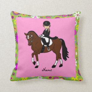 Dressuur Paard en ruiter karikatuur gepersonalisee Kussen