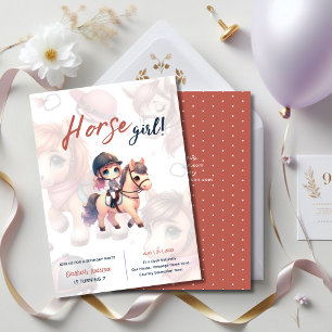 Dressuur Rider Paard Meisje Verjaardagsfeest Kaart