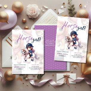 Dressuur Rider Paard Meisje Verjaardagsfeest Kaart