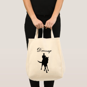 Dressuur ruiter en paard silhouet licht tote bag