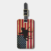 Dressuurpaard met Amerikaanse vlag Patriottisch Bagagelabel (Voorkant verticaal)