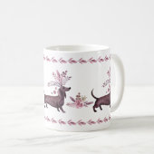 Dressy Paarse Dachshunds Aangepaste Mok (Voorkant rechts)