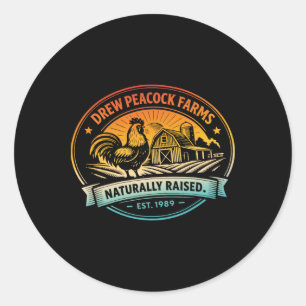 Drew Pea Farms Natuurlijk Opgegroeid Est.1989 Kip Ronde Sticker