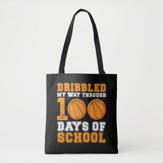 Dribbelde mijn weg door 100 dagen schoolbasketbal draagtas (Voorkant)