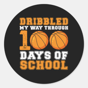 Dribbelde mijn weg door 100 dagen schoolbasketbal ronde sticker