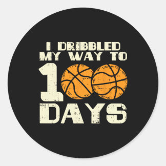 Dribbled My Way 100 Days Basketbal 100th School B Ronde Sticker