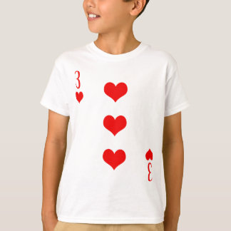 Drie (3) van harten spelen Kaart Poker kostuum aut T-shirt