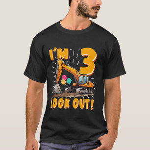 Drie 3e Verjaardag Jongen Graafmachine Bouw 3 Ye T-shirt