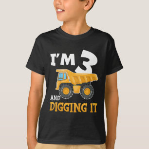 Drie 3jaar 3e verjaardag bouw jongen 3 jaar ol t-shirt